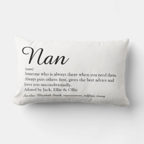 Best Ever Grandma Grandmother Definition Script Lumbar Pillow