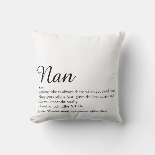 Best Ever Grandma Grandmother Definition Script Throw Pillow