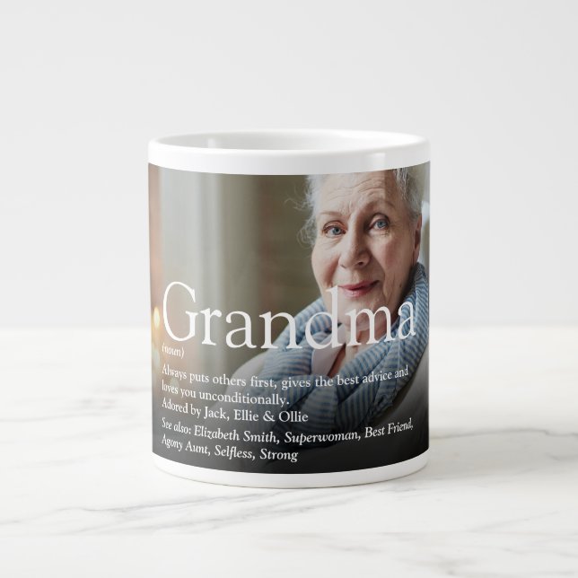 Best Ever Grandma Nan Photo Fun Definition Giant Coffee Mug (Front)