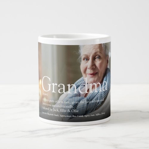Best Ever Grandma Nan Photo Fun Definition Giant Coffee Mug