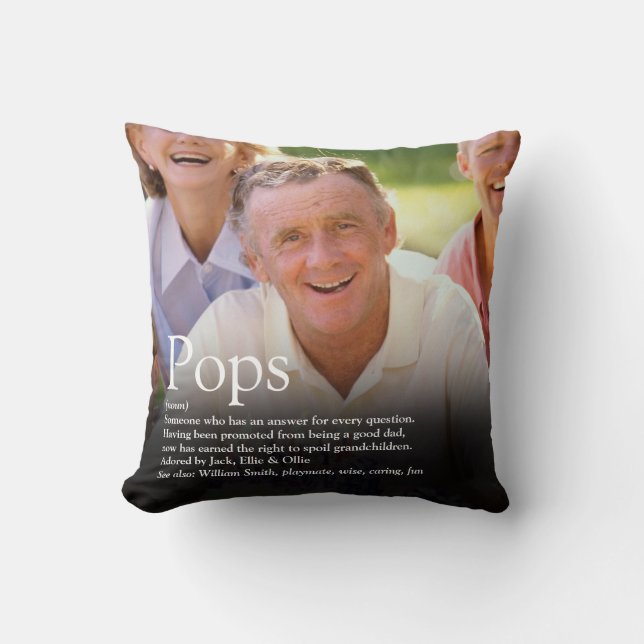 Best Ever Grandpa, Grandad, Papa Definition Photo Throw Pillow (Front)
