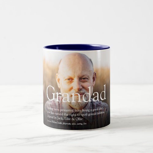 Best Ever Grandpa Grandad Papa Definition Photo Two_Tone Coffee Mug
