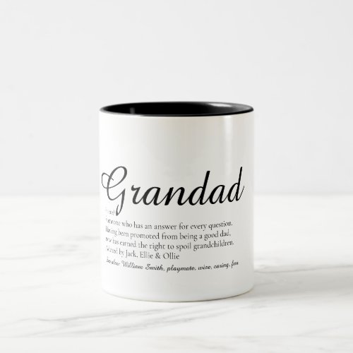 Best Ever Grandpa Grandad Papa Definition Script Two_Tone Coffee Mug