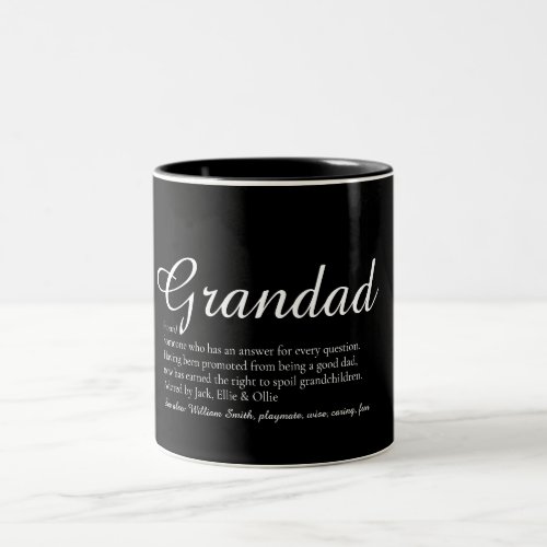 Best Ever Grandpa Grandad Papa Definition Script Two_Tone Coffee Mug