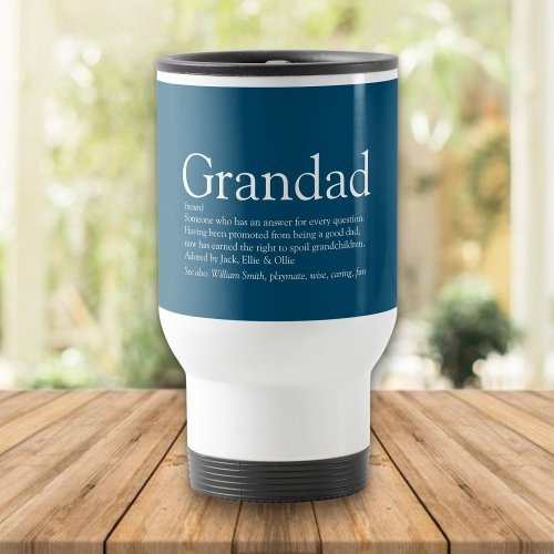 Best Ever Grandpa Grandfather Definition Blue Travel Mug