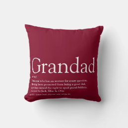 Best Ever Grandpa, Grandfather Definition Burgundy Throw Pillow