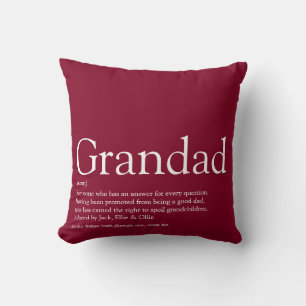Best Ever Grandpa, Grandfather Definition Burgundy Throw Pillow