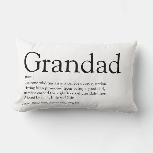 Best Ever Grandpa Grandfather Papa Definition Lumbar Pillow