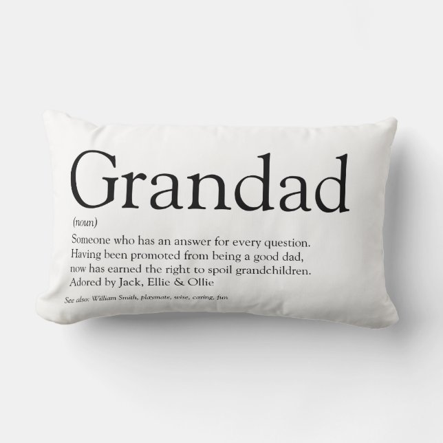 Best Ever Grandpa, Grandfather, Papa Definition Lumbar Pillow (Front)