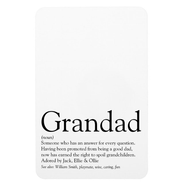 Best Ever Grandpa, Grandfather, Papa Definition Magnet (Vertical)