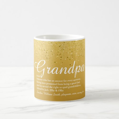 Best Ever Grandpa Papa Definition Gold Glitter Coffee Mug