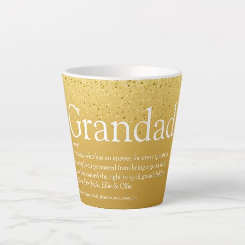 Best Ever Grandpa Papa Definition Gold Glitter Latte Mug