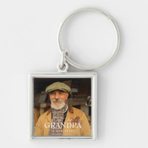 Best Ever Grandpa Since 20XX Simple Elegant Photo Keychain