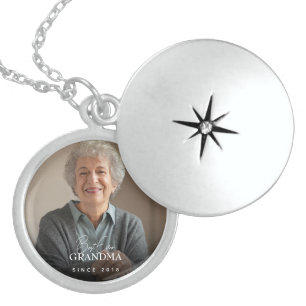 Best Ever Grandpa Since 20XX Simple Elegant Photo Locket Necklace