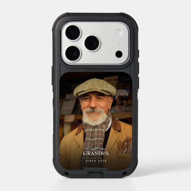Best Ever Grandpa Since 20XX Simple Elegant Photo Otterbox iPhone Case (Back)