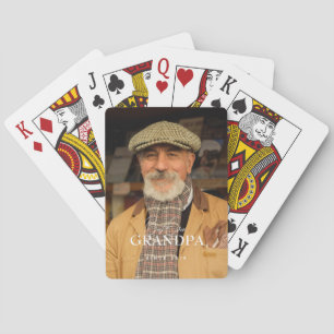 Best Ever Grandpa Since 20XX Simple Elegant Photo Poker Cards