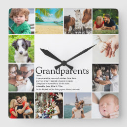 Best Ever Grandparents Definition 12 Photo Square Wall Clock
