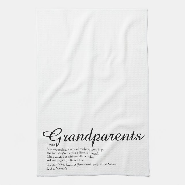 Best Ever Grandparents Definition Script Kitchen Towel (Vertical)