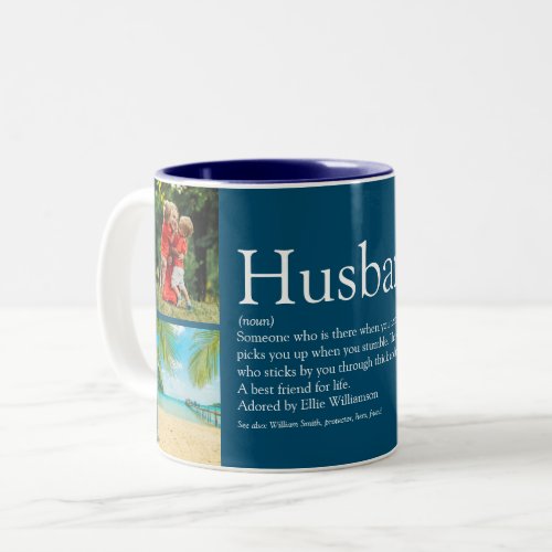 Best Ever Husband Definition 4 Photo Collage Two_Tone Coffee Mug