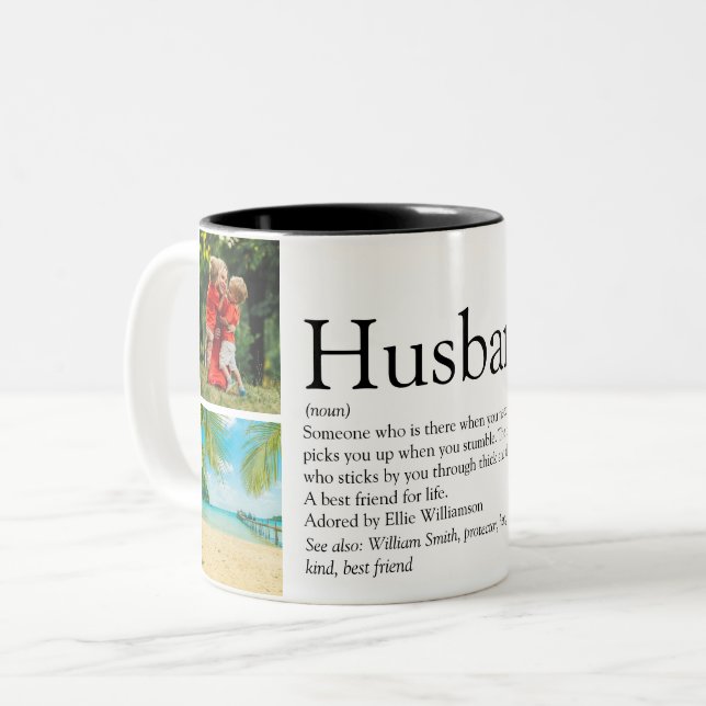 Best Ever Husband Definition 4 Photo Two-Tone Coffee Mug (Front Left)