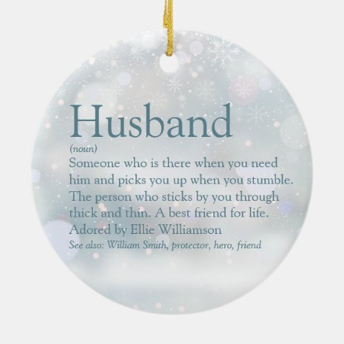 Best Ever Husband Definition Christmas Holidays Ceramic Ornament