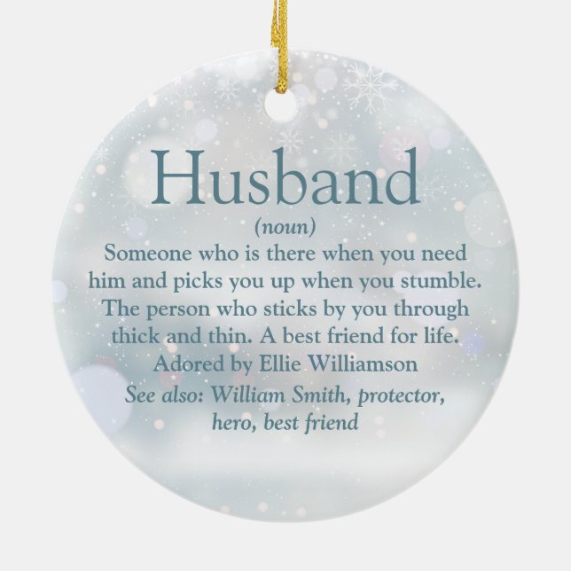 Best Ever Husband Definition Christmas Holidays Ceramic Ornament (Back)