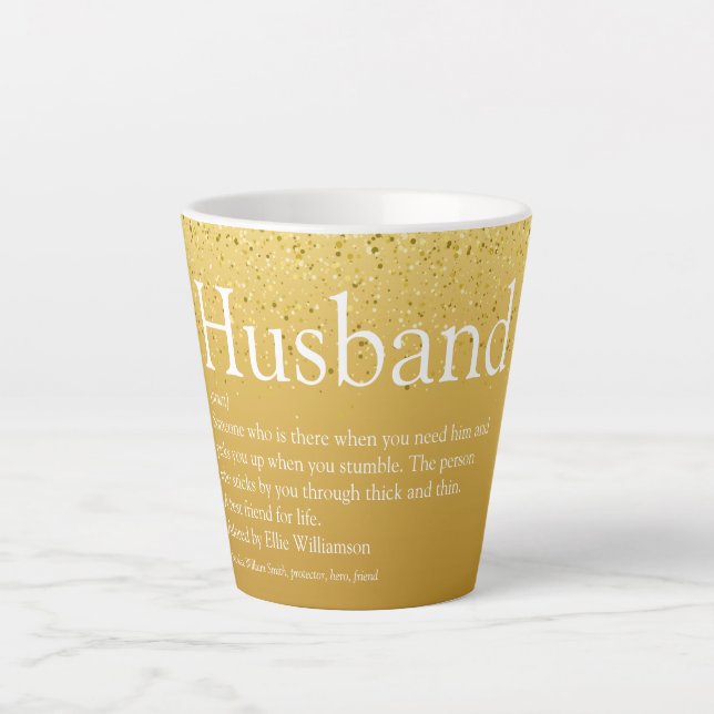 Best Ever Husband Definition Gold Glitter Latte Mug (Front)