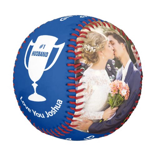 Best Ever Husband Personalized Photos Blue Baseball