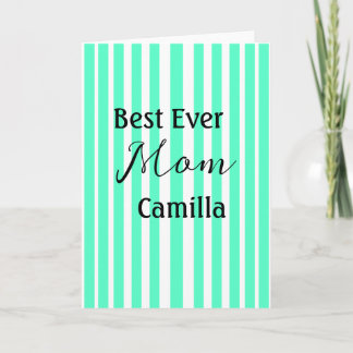 Best ever mom green stripped pattern pastel neon  card