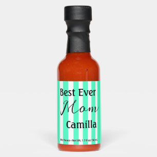 Best ever mom green stripped pattern pastel neon  hot sauces