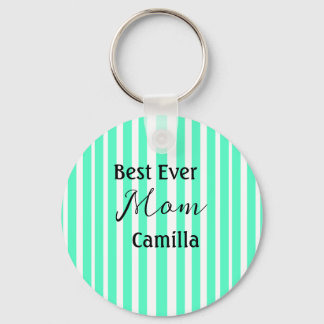 Best ever mom green stripped pattern pastel neon  keychain