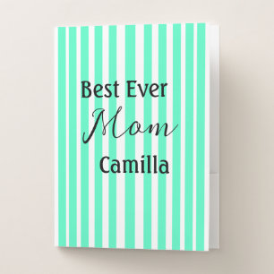 Best ever mom green stripped pattern pastel neon  pocket folder