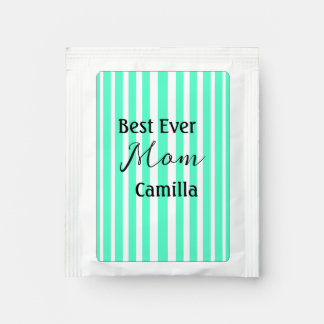 Best ever mom green stripped pattern pastel neon  tea bag drink mix