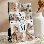 Best Ever Mom Heart Custom Photo Collage Keepsake Plaque<br><div class="desc">Make Mom feel loved every day with this Best-Ever Mom Heart Personalized Mother Photo Collage Plaque, a meaningful keepsake that transforms cherished memories into beautiful home décor. This modern, elegant design features an eight-photo collage with vertical MOM letter typography, highlighted by a heart-shaped “O” and “best-ever” script displayed at the...</div>