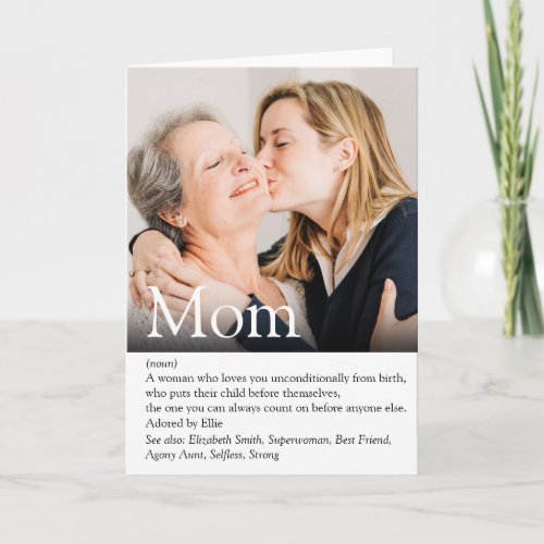 Best Ever Mom Mum Mother Definition Photo Card