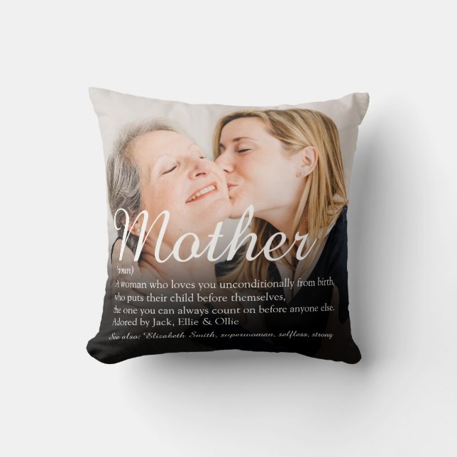 Best Ever Mom, Mum, Mother Definition Photo Throw Pillow (Front)