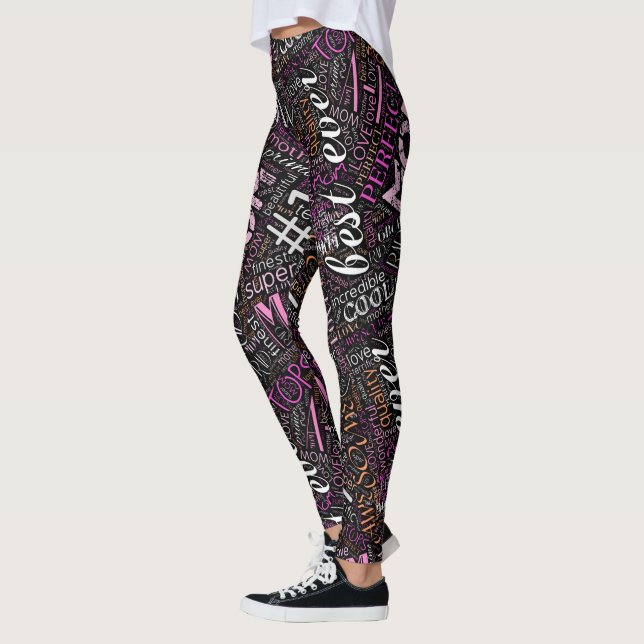 Best Ever Mom Word Cloud ID262 Leggings (Left)