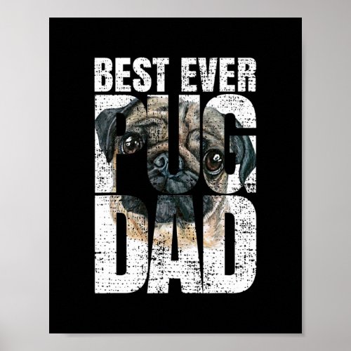 Best Ever Pug Dad Vintage Pug Owner Dog Lover  Poster