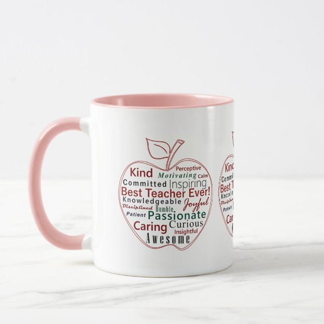 Best Ever Red Apple Teacher Appreciation Qualities Mug (Left)