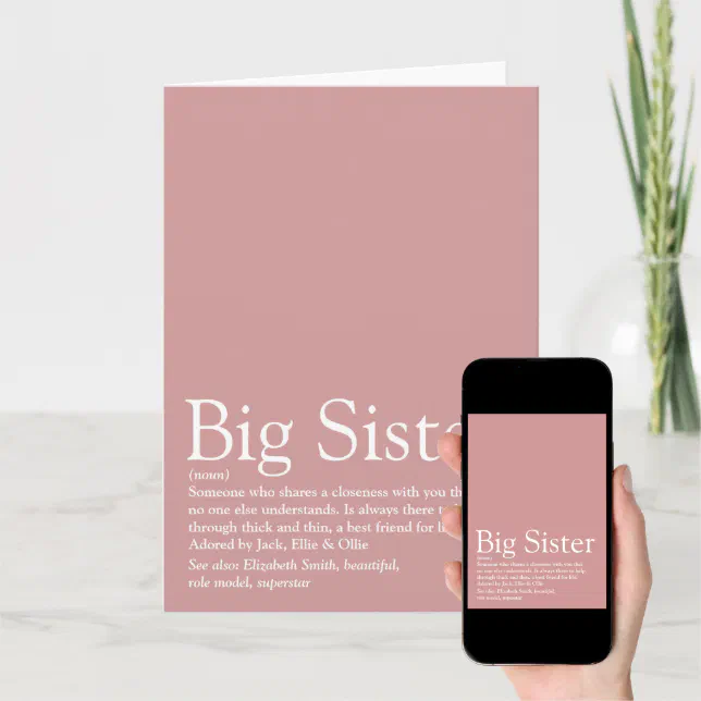 Best Ever Sister Big Sister Definition Pink Card Zazzle best-ever-sister-big-sister-definition-pink-card-zazzle