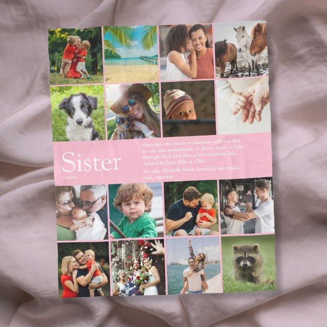 Best Ever Sister Definition 16 Photo Girly Pink Fleece Blanket (Best Ever Sister Definition 16 Photo Girly Pink Fleece Blanket)