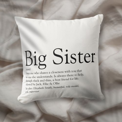 Best Ever Sister Definition Black And White Modern Throw Pillow