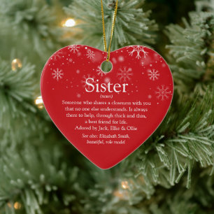 Best Ever Sister Definition Christmas Holiday Ceramic Ornament