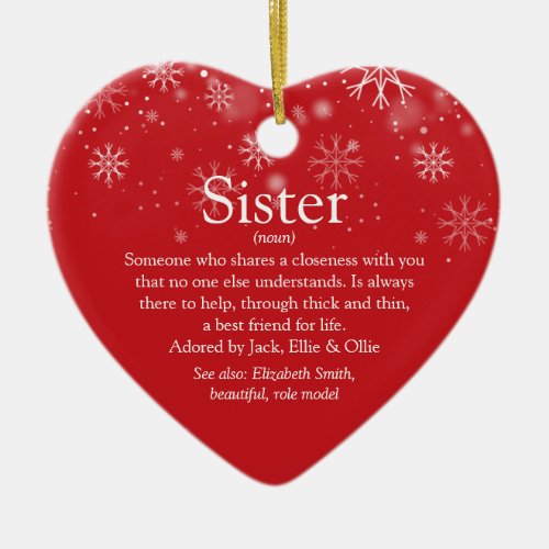 Best Ever Sister Definition Christmas Holiday Ceramic Ornament