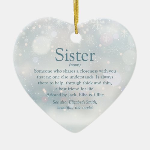 Best Ever Sister Definition Merry Christmas Ceramic Ornament