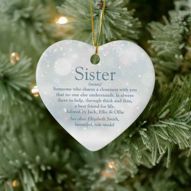 Best Ever Sister Definition Merry Christmas Ceramic Ornament (Tree)