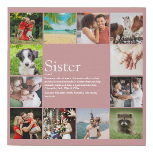 Best Ever Sister Definition Photo Modern Pink Faux Canvas Print