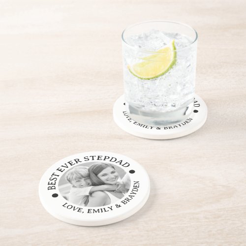 BEST EVER STEPDAD Photo Personalized Coaster