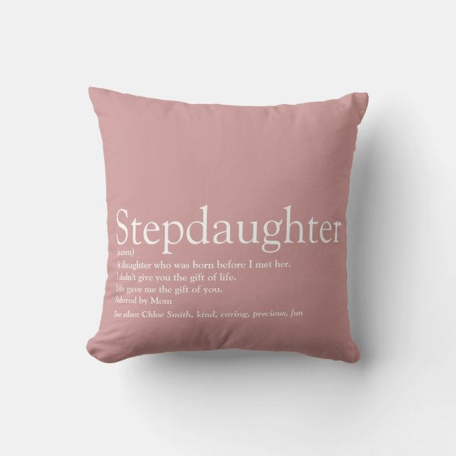 Best Ever Stepdaughter Definition Girly Pink Throw Pillow (Front)