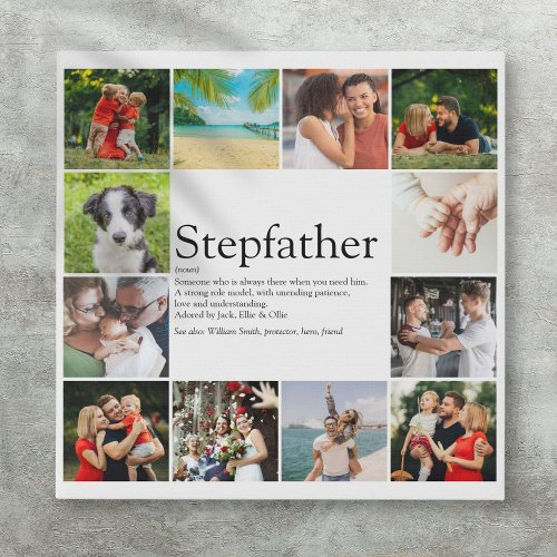 Best Ever Stepfather Stepdad Definition 12 Photo Faux Canvas Print